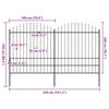 Spear Tipped Steel Garden Fence 359 x 200 cm Black