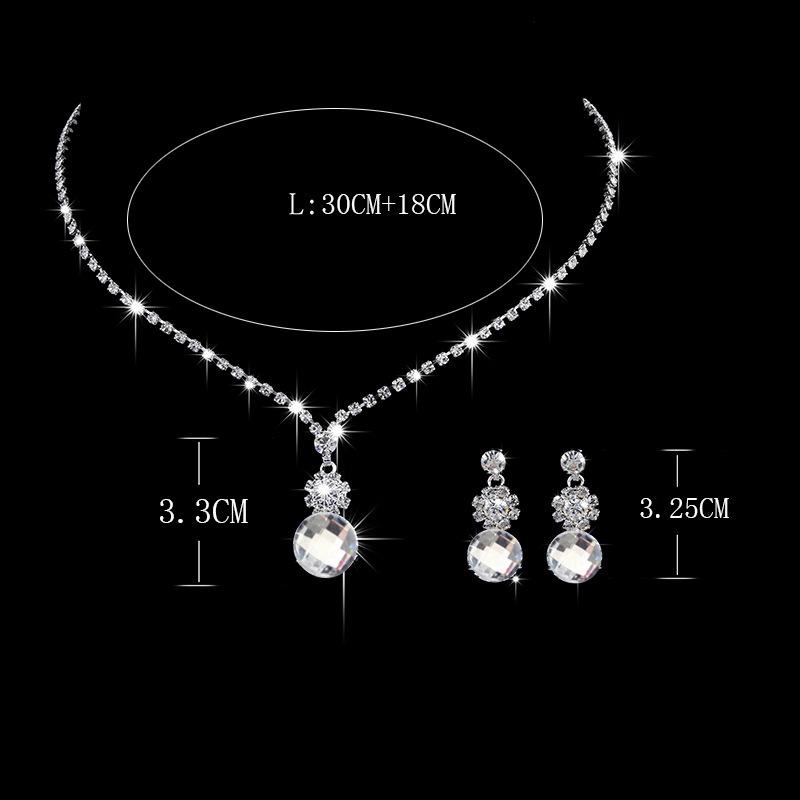 Bridal Flower Zircon Necklace Earrings Set, Wedding Dress Studio Popular Jewelry Women, Jewelry