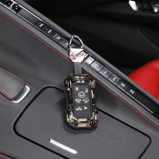 Black Alloy Smart Key Fob Case Shell Cover For Corvette C8 -25