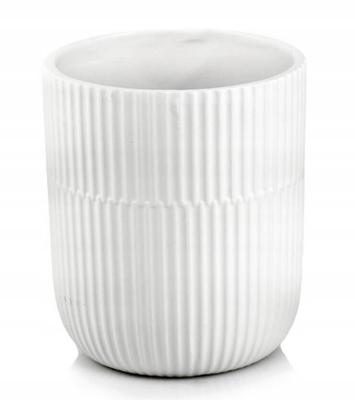 Classic Round Ribbed Ceramic Planter Pot, Matte