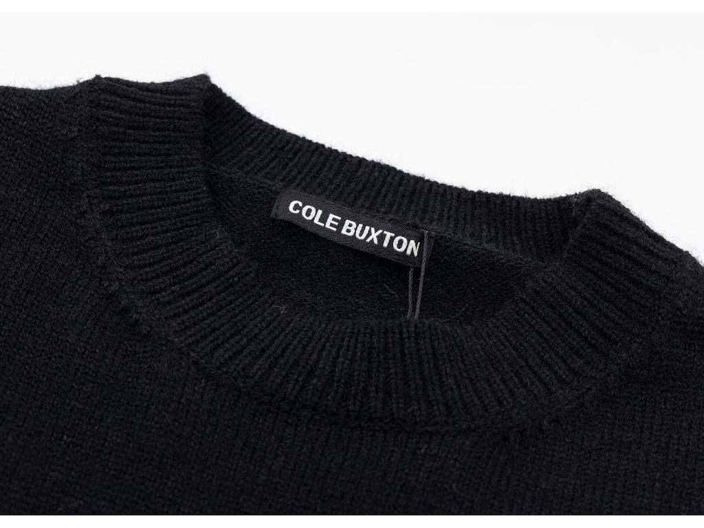 Trendy Unisex CB Logo Jacquard Knit Pullover Sweater