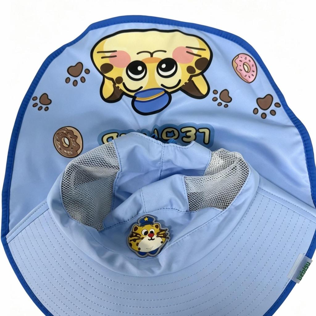 Kids' Cartoon Mesh Sun Hat - Breathable Wide Brim Summer Cap for Outdoors