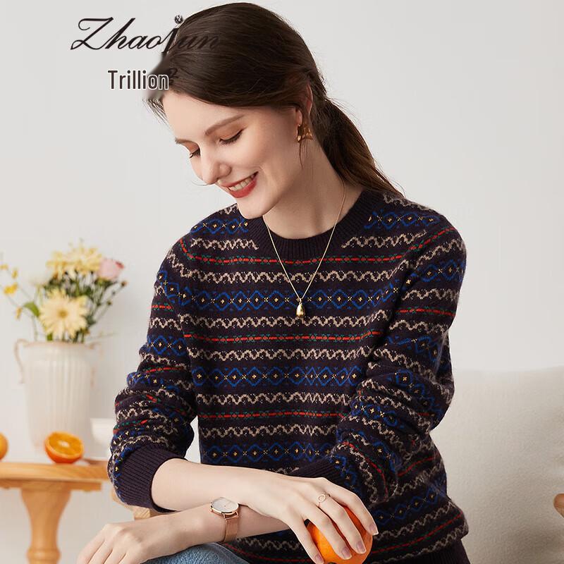 

Zhaojun Women s Fair Isle Cashmere Sweater XL