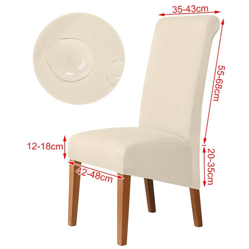 100%Waterproof Fabric Chair Cover Elastic XL Size Slipcover Solid Color Long Back Chair Covers Washable For Kitchen Home Hotel