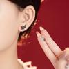 PANJBJ 925 Sterling Silver Red Zircon Studs Earring For Women Neo-Gothic Punk Wing Feather Angel Devil Jewelry Gift Dropshipping