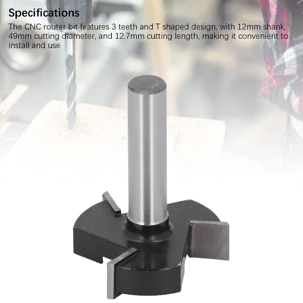 T Shaped Design Wood Milling Cutter 3 Teeth Slab Flattening Router Bit For CNC Machine