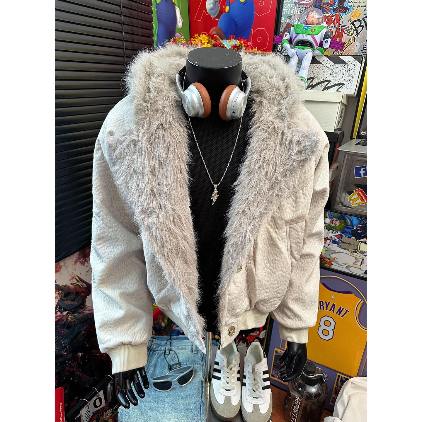 Men s Winter Apricot Short Jacket with Lambswool and Velvet L