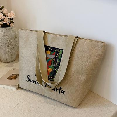 Large Capacity Linen Bag for Women New Commuting Tote Bag for Women Ins Fashion One-shoulder Linen Bag