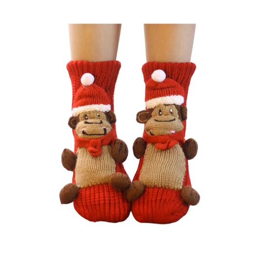 1 Pair Knitted Animal Socks Autumn Winter Thick Warm Knitting 3D Animal Doll Mid-calf Socks Women Stretch Home Floor Carpet Sleeping Socks