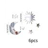 6Pcs Star Moon Combination Mirror Acrylic Stereo Self Adhesive Diy Bedroom Living Room Can Be Removed Wall Stickers