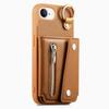 For iPhone 16e Case D-Ring Holder Leather + PC + TPU Phone Cover with Wallet Kickstand