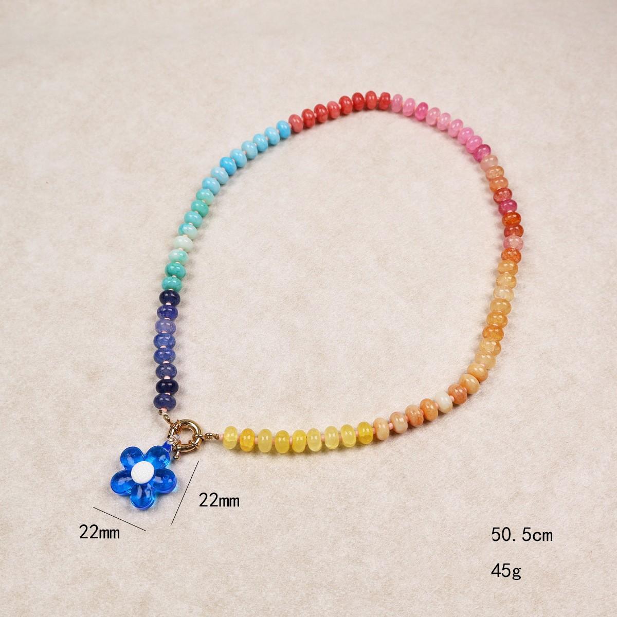 Cute Colorful Beaded Daisy Pendant Necklace for Women Trendy Handmade Beaded Plant Floral Necklace Charms Waterproof Jewelry