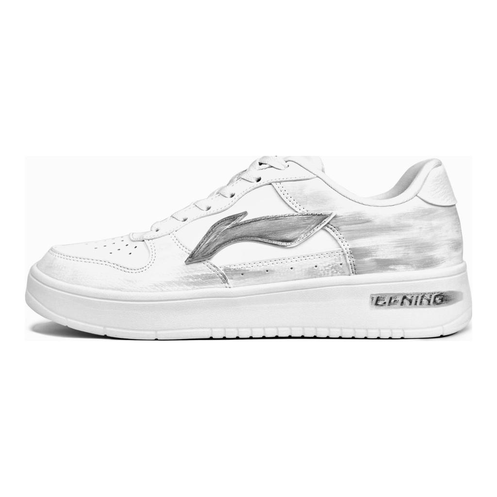 Li Ning Floating Boat Slip Resistant Abrasion Resistant Low Top Skateboard Shoes Men's White Gray AGCS419-1(Team228-)