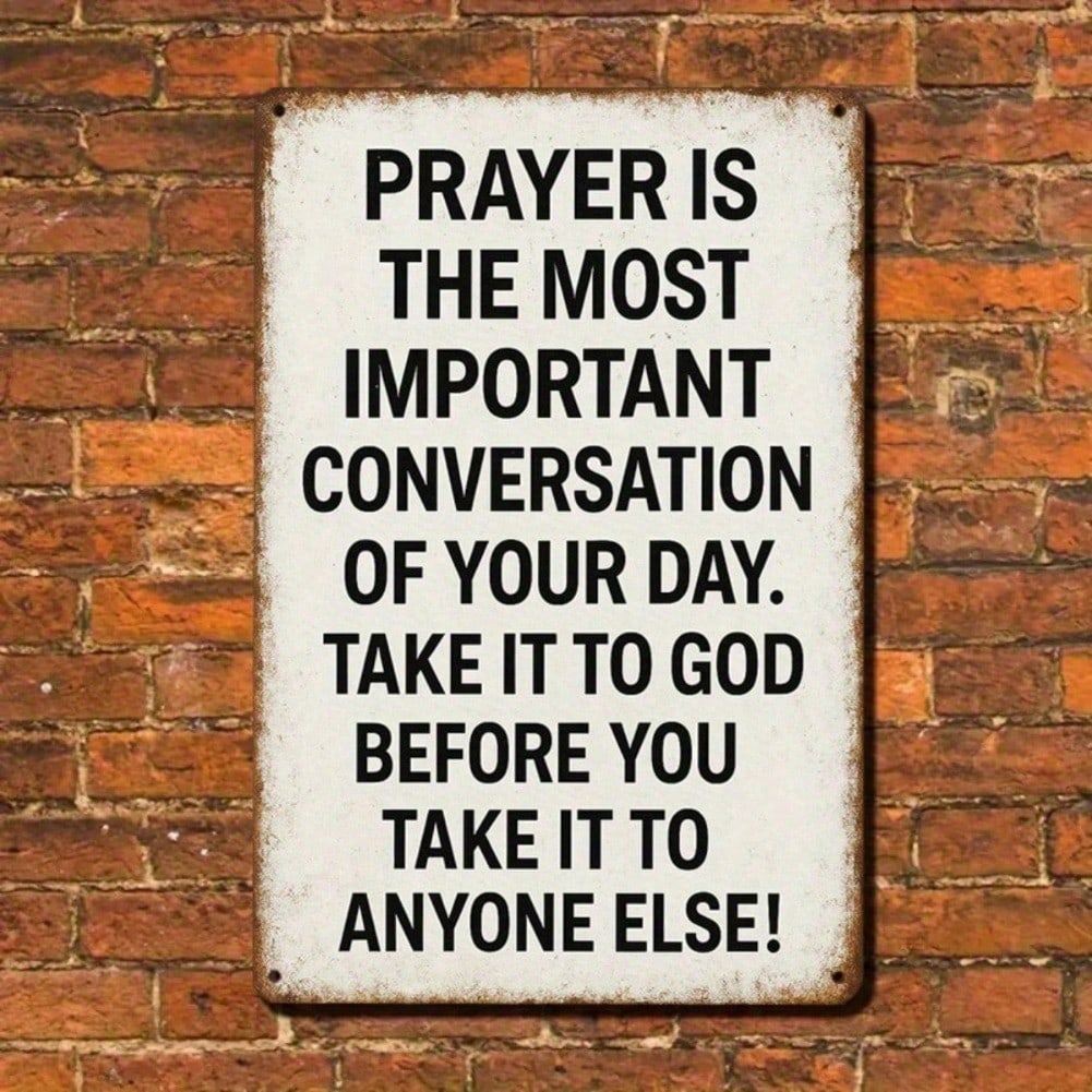 Tin Sign 2D Flat Vintage Metal Prayer Quote Inspirational Wall Art 8x12 Inches Motivational Home Decor