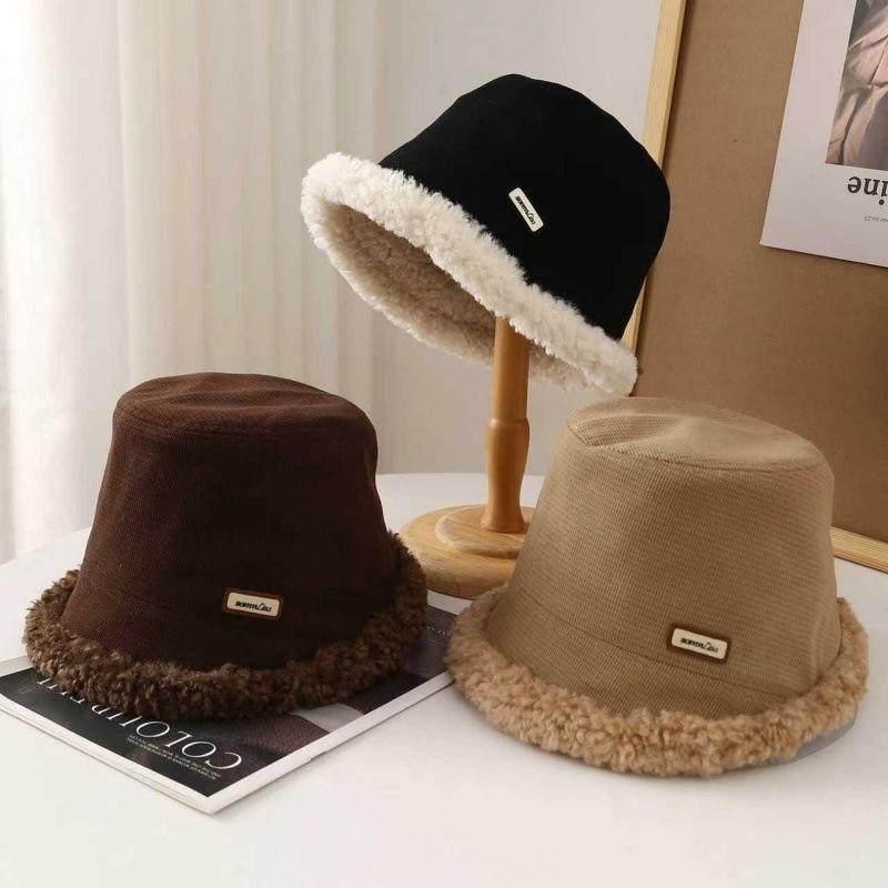 Winterhüte für Damen Kunstpelz Fischerhut Dick Warm Samt Fischerhut Neue Mütze