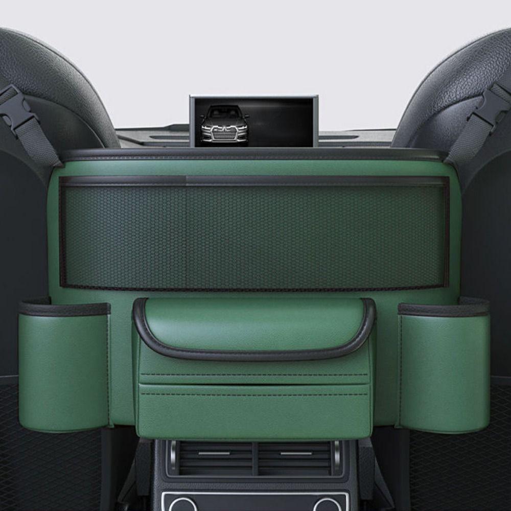 

Leather Car Seat Storage Bag Multifunctional Leather Car Storage Bag Automobile green-Simplicity