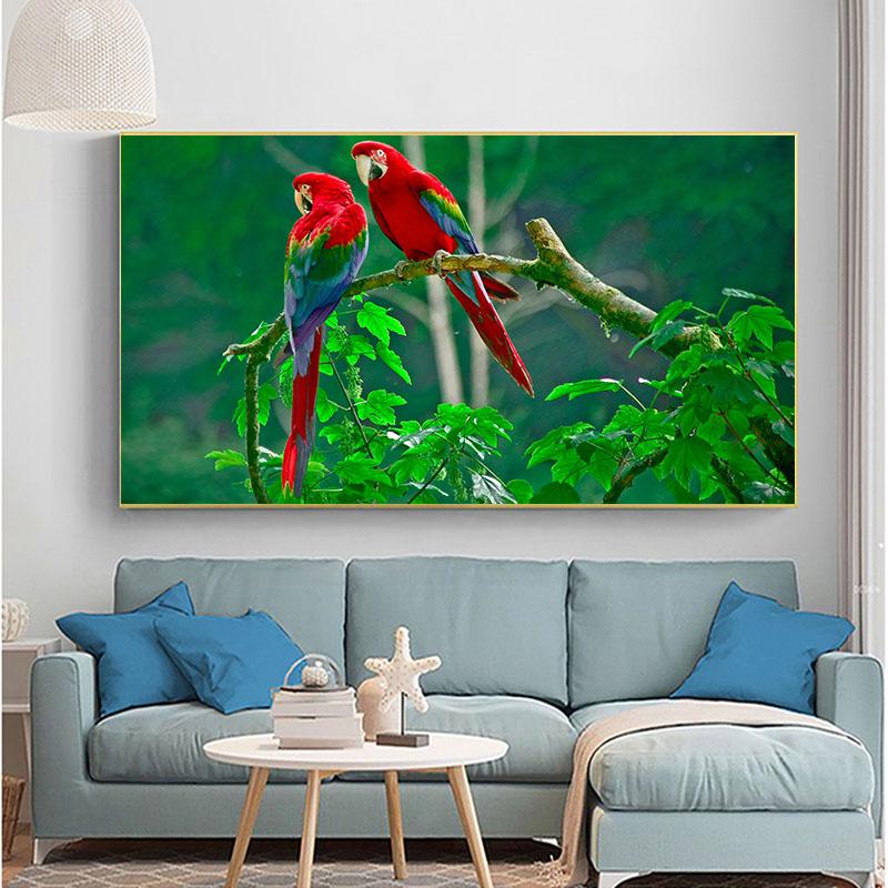 SPOLEHLIVÉ UMĚNÍ Barevní papoušci Plakáty a obrazy zvířat Obrazy na plátně do obývacího pokoje Domácí nástěnná dekorace Obrázky Bez rámu