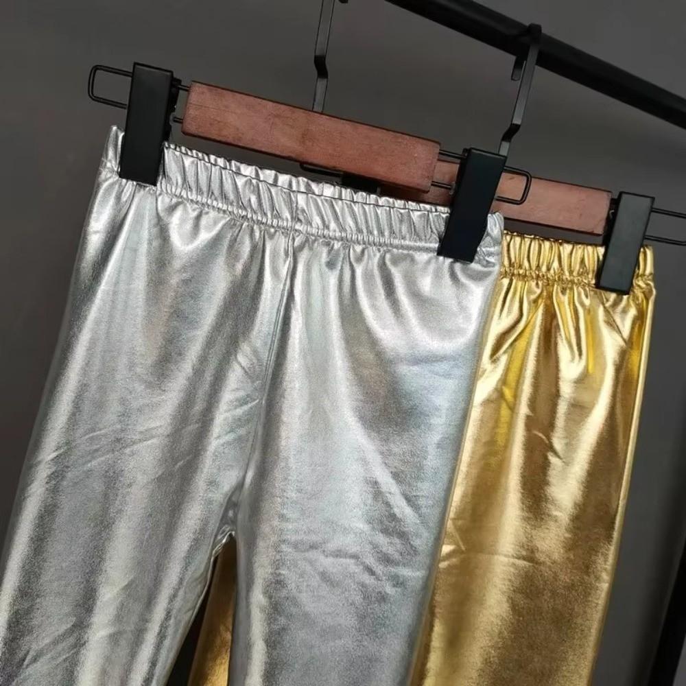 Gold Silver Pants Elastic Pencil Pants Fashion Skinny Girls