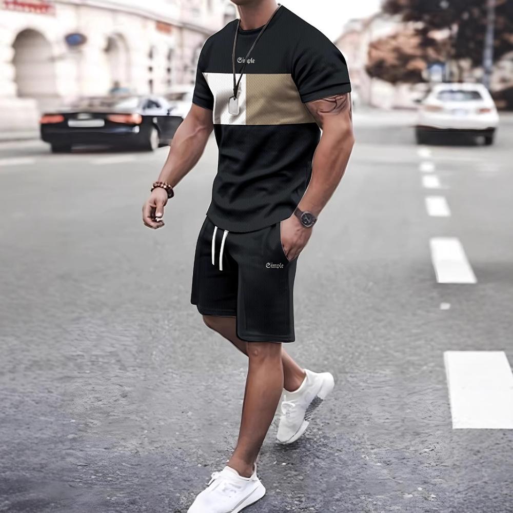 

Men s Short-sleeved Shorts Casual Fashion Simple Sports Suit Loose Comfortable Unisex Sports Clothing S
