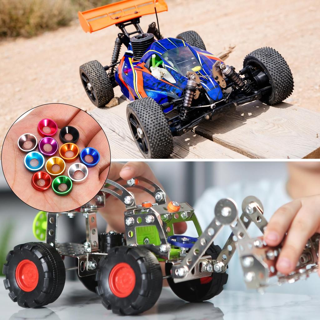 uxcell M4 Washer Cone Cup Type Countersink Washer Hole Diameter 4.1mm/0.16 Aluminum Gasket Cup Head Washer for RC/FPV/PC/Drone/Machine Accessory