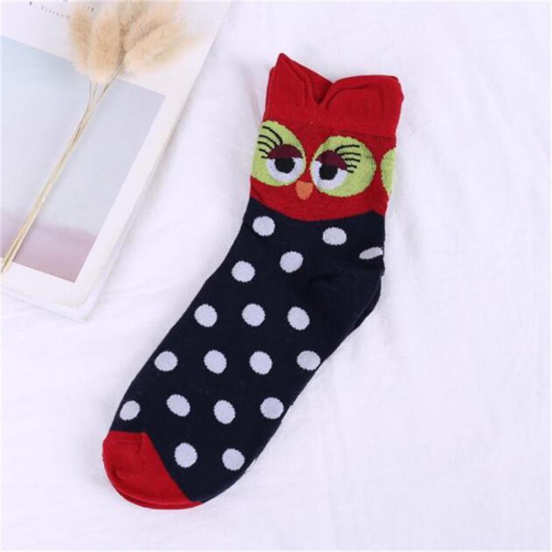 Bay Love Japanische Damen Cartoon Eulen Socken - Niedlicher Tierausdruck Baumwolle Kurzer Schaft