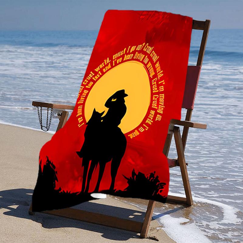 Proof Beach Towel with a Red Dead Redemption Pattern - Soft,absorbent,quick-drying,machine Washable - Perfect for Swimming,camping,bathing