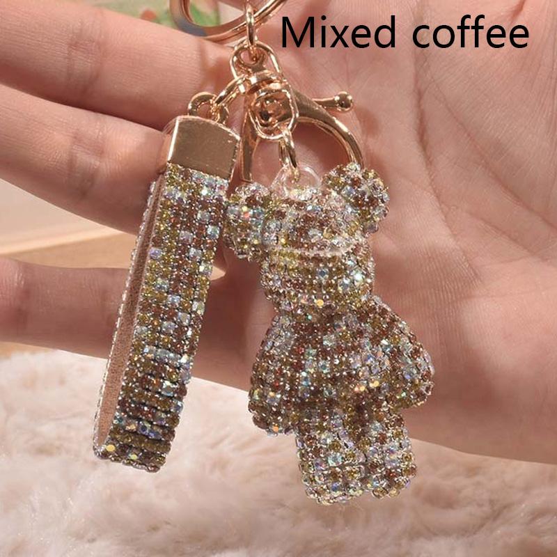 High Quality Animal Rhinestone Keychain Belt Car Key Box Pendant Luxury Rhinestone Bear Bag Keychain Women Bag Pendant Girl