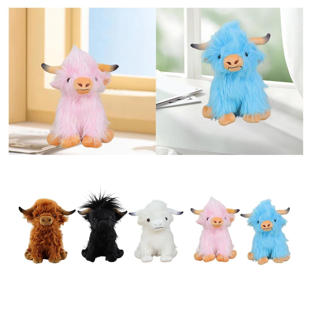 Plush Highland Cow Doll Snuggling Hugging Sofa Ornament Birthday Gifts Teens brown
