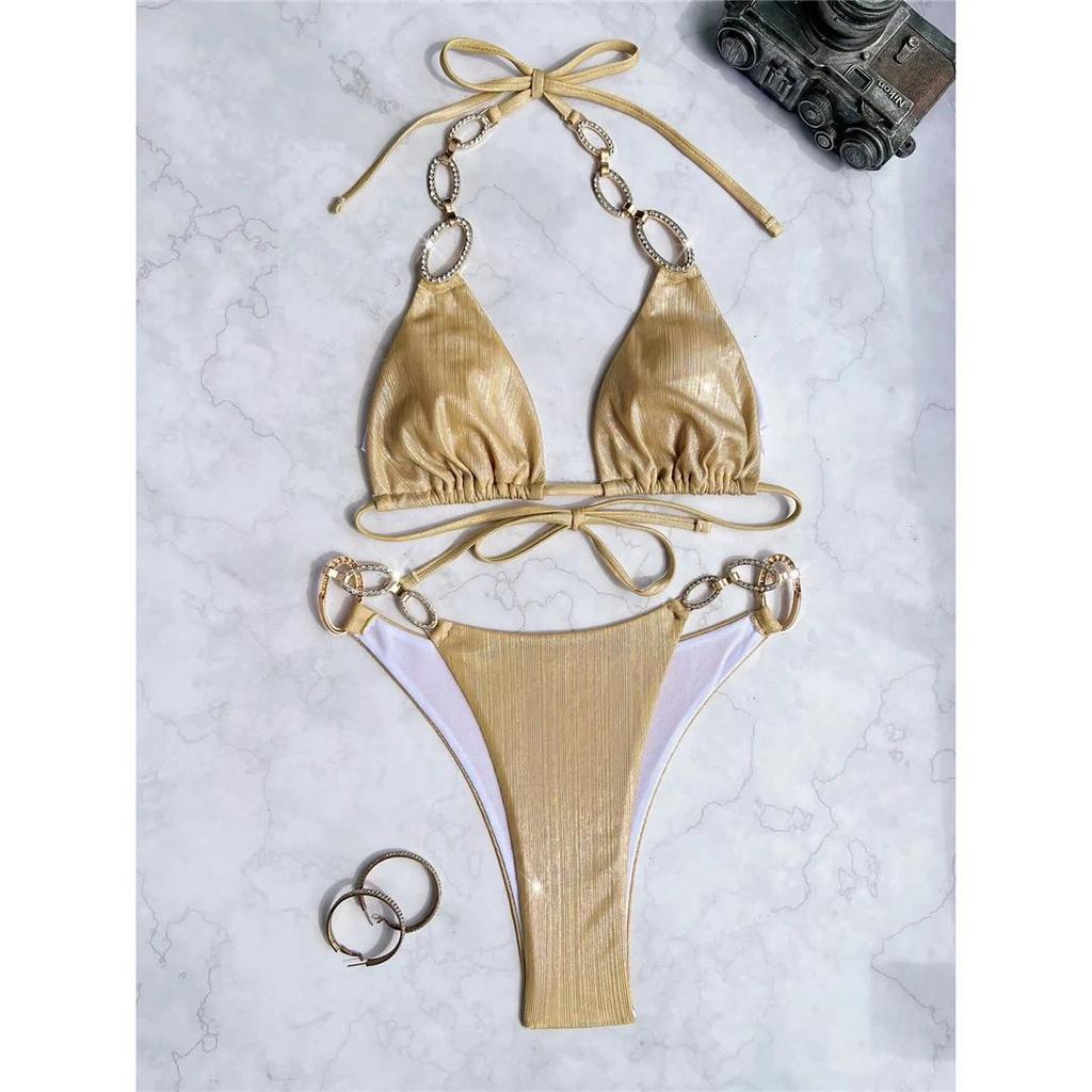 Nowe Cyrkonie Leopardowy Bikini Kobiety Kostiumy Kąpielowe Damski Strój Kąpielowy Dwuczęściowy Zestaw Bikini Kąpielówki Kąpielówki Kąpiel