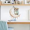 Watercolor Cute Owl Crescent Moon Healing Wall Sticker for Bedroom Bedside Warm Home Decor