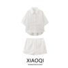 Fashion Style 2024 New Fall Women's Clothing Slim Looking Easiest for Match Embroider Poplin Shirt Mid Waist Shorts 0081069