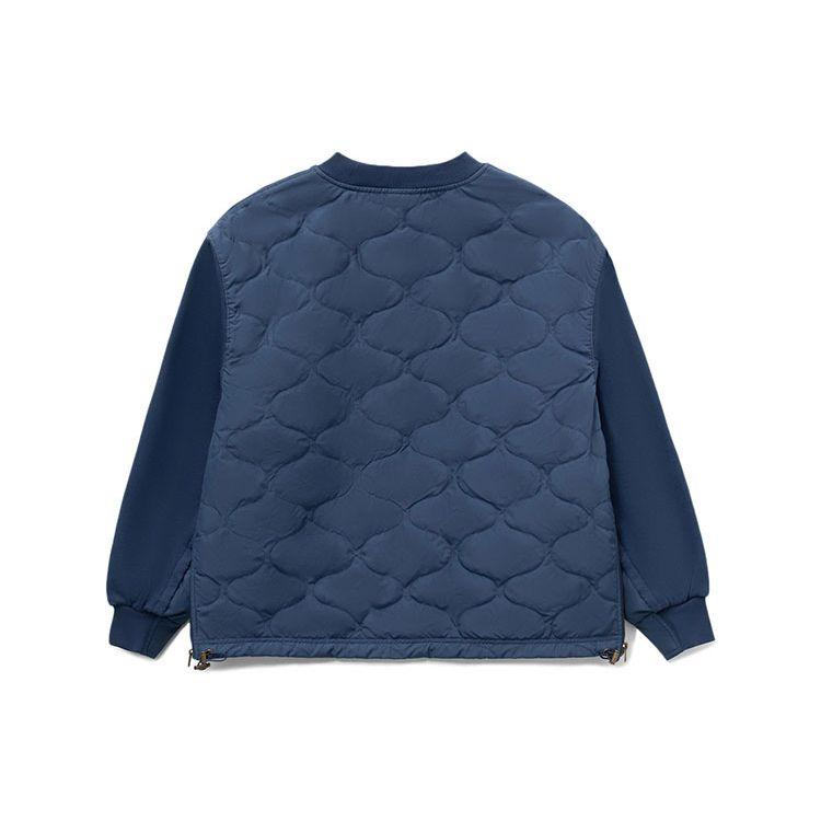Li Ning 21FW Wu Chuang Wu Yi Logo Letter Print Splicing Solid Color Round Neck Loose Cotton Jacket Men jackets Blue AWDRA65-4
