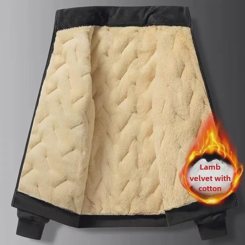 Men's Windproof Plush Lambskin Coat – Thick, Versatile, Large-Size Winter Jacket