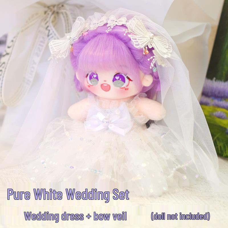 20cm Cute Cotton Plush Doll Outfit with Dress and Pants