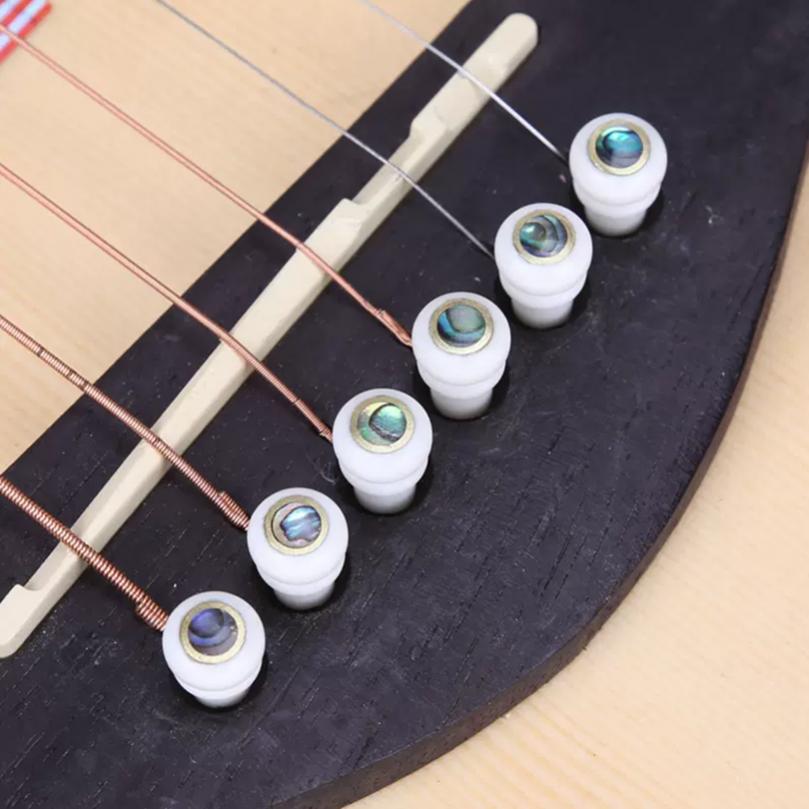 6pcs/lot Pure Bone Top Inlaid Abalone Shell Dots Acoustic Guitar Bridge Pins