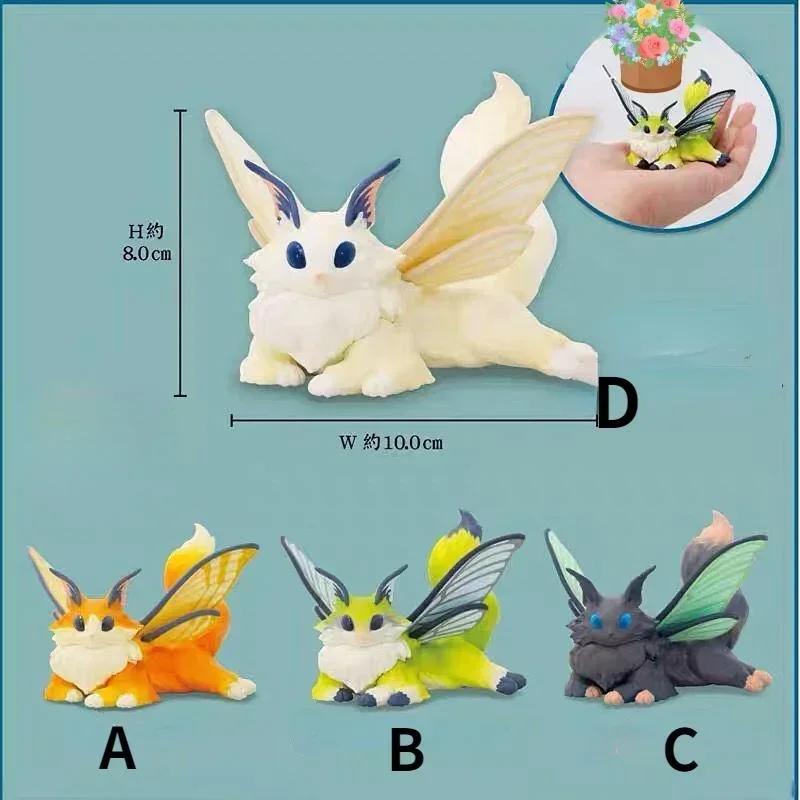 Kawaii Figure Butterfly Cat Silkworm Moth Cat Statuette Assembling Toys Ornament Cartoon Pvc Action Desktop Decorate
