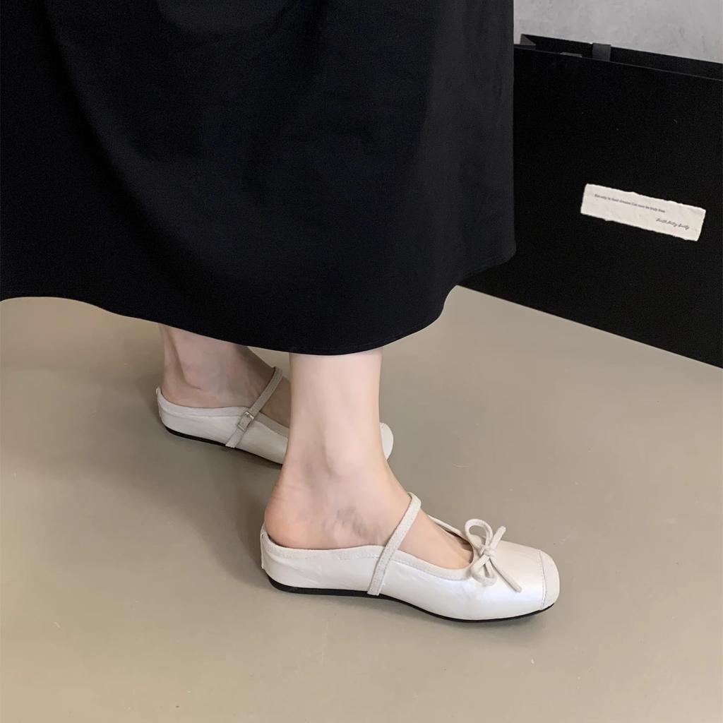 Inner height-increasing silver bag head half slippers women's outer wear 2025 new summer fairy evening platform Mary Jane single shoes