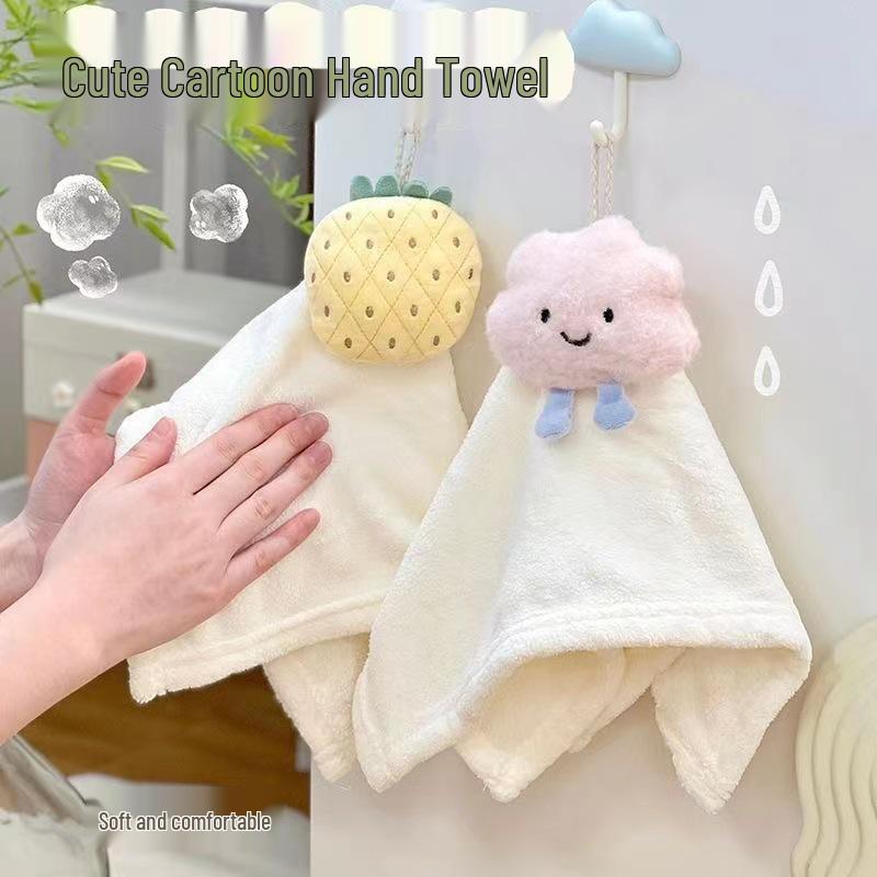Adorable Coral Fleece Hanging Hand Towel - Absorbent Towel for Kitchen & Bathroom, Perfect Children's Gift