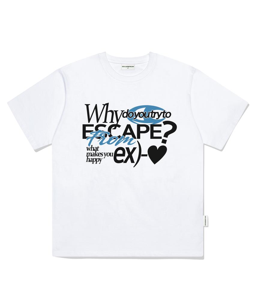 ESCAPEFROM Ex Blue Heart Print Oversized Short Sleeve T-Shirt White