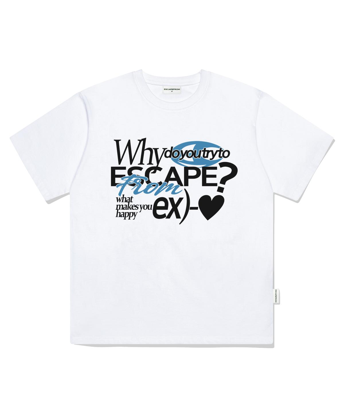 Escape From Ex Blue Heart Print Oversized Short Sleeve T-Shirt White S
