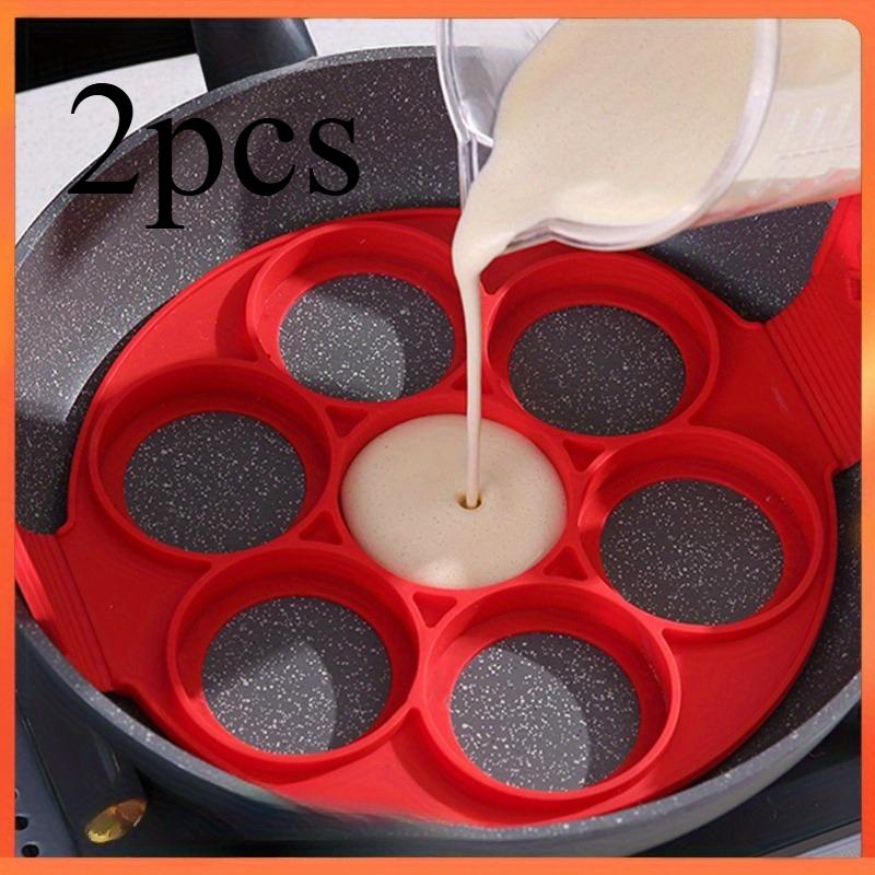 1 szt. Silikonowa forma do naleśników i jajek, 7-otworowa nieprzywierająca patelnia do pieczenia, łatwy w czyszczeniu gadżet kuchenny na śniadanie, uniwersalny dla rodziny i posiłków w jakości restauracyjnej