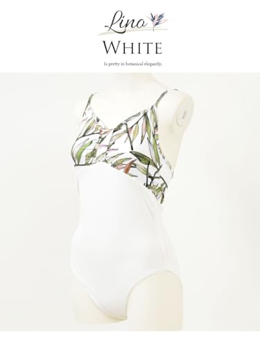 [abby] Lino Botanical Print Leotard, Women's, White, Sizes M-L