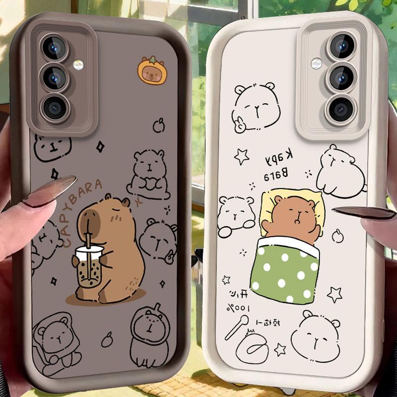 Zabawne, przytulne etui z kapibarą do spania dla Samsung Galaxy A37 A36 A35 A34 A33 A32 A26 A24 A23 A17 A16 A15 A14 A13 A12 4G 5G A07 A06 Pokrowiec