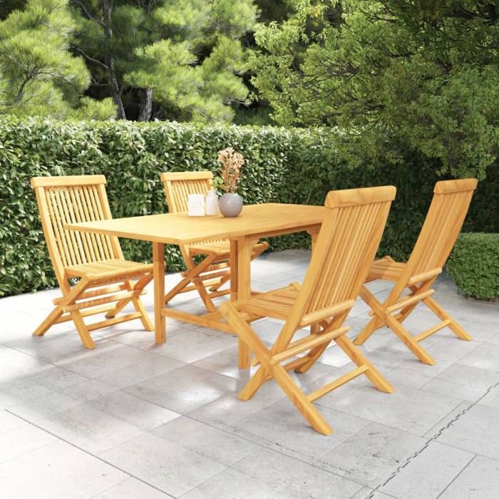 VidaXL Salon de Jardin 5 pcs Mobilier de Repas Ensemble de Salle à Manger Table et Chaises à Dîner Extérieur Patio Bois de 3059593