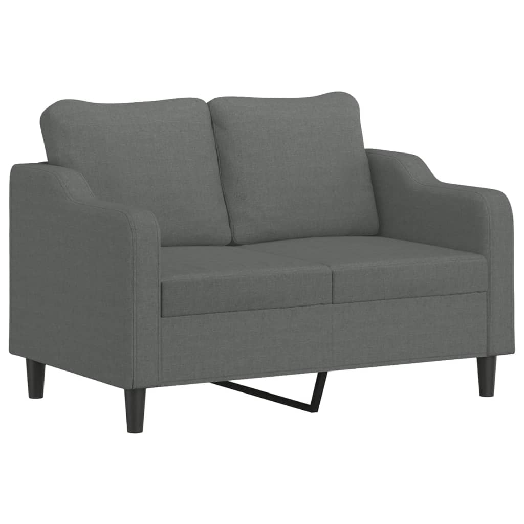 Vidaxl 2-Osobowa Sofa Z Poduszkami, Ciemnoszara, 120 Cm, Tkanina