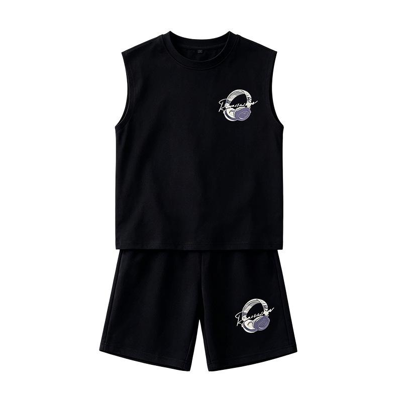 Teen Boys' Sleeveless Summer Set: Loose Vest & Shorts, Trendy Two-Piece Basketball Sportswear