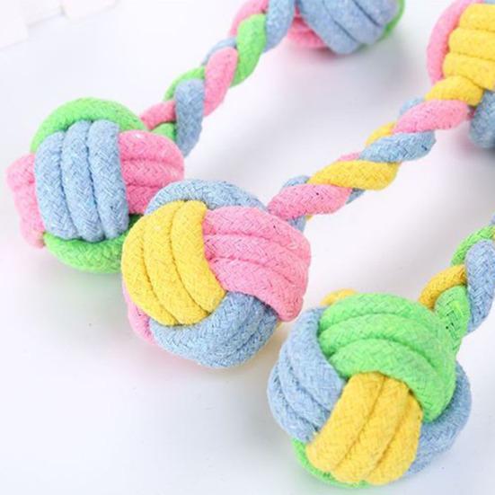 Dog Puppy Cotton Rope Chew Double Knot Braided Bone Pet Molar Training Play Toy