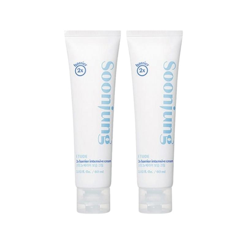 ETUDE SoonJung 2x Barrier Intensive Cream 60ml x 2 – Sensitive Skin Barrier Repair Moisturizing Cream, Low pH Soothing Care 60ml x 2