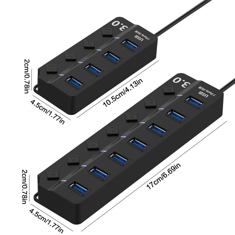 Usb3.0 Hub 4In1 7In1 Usb Splitter .0 Usb Adapter Multi-Port Independent Power Switch Extender 30Cm Cable