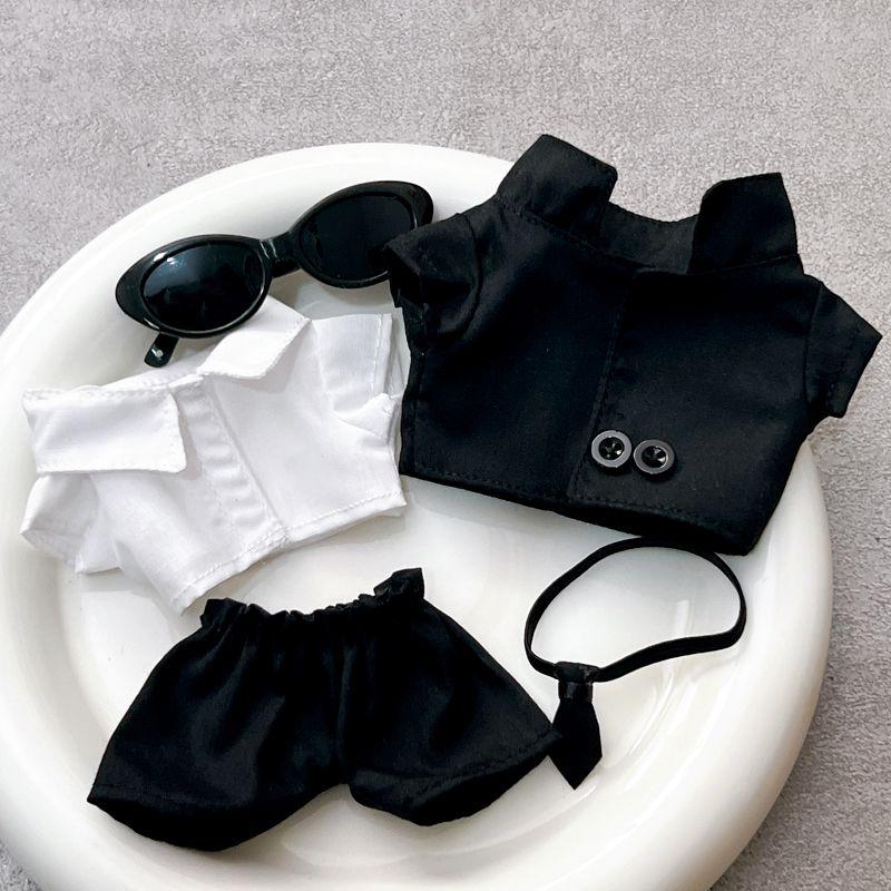 Labubu Black Suit Sunglasses Leather Shoes Clothes Set Doll Doll Clothes Doll Clothing